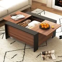 Square Coffee Table with Storage - Walnut