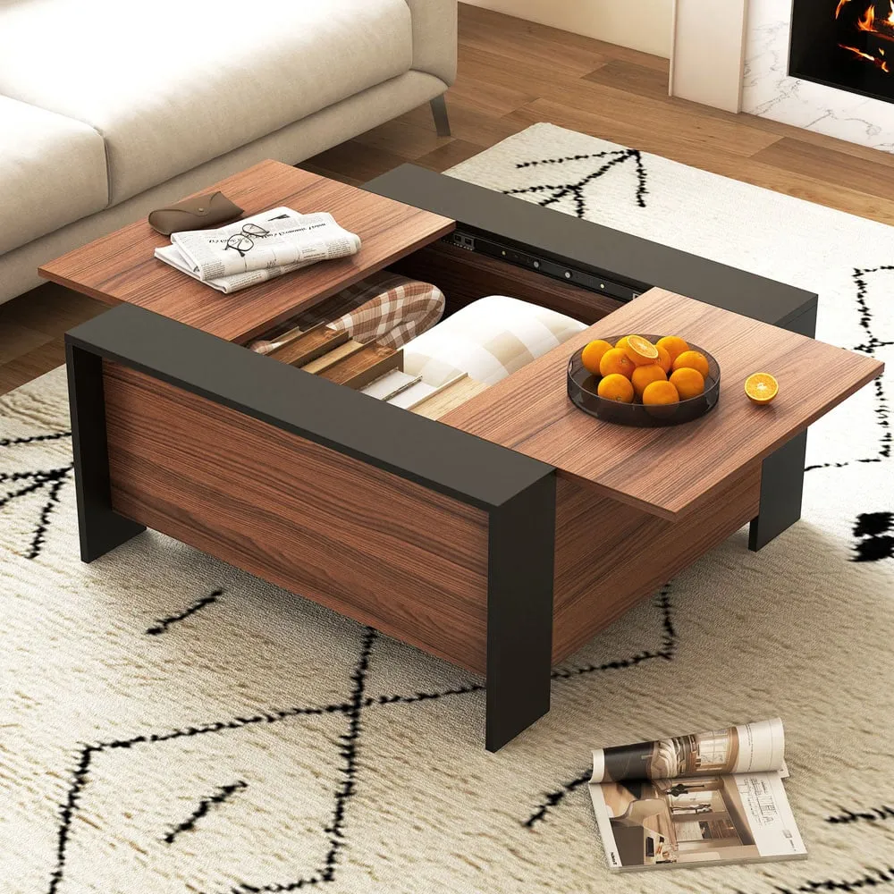 Square Coffee Table with Storage - Walnut image