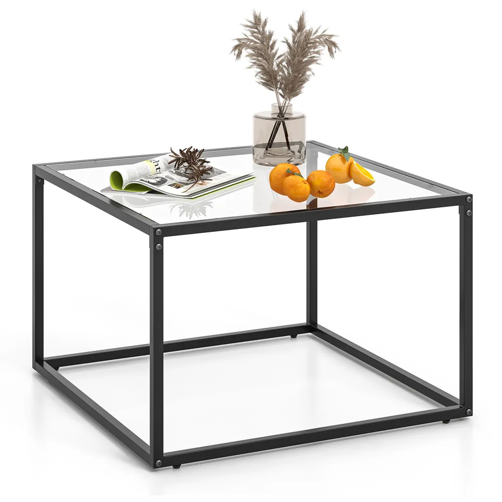Square Glass Top Coffee Table - Clear