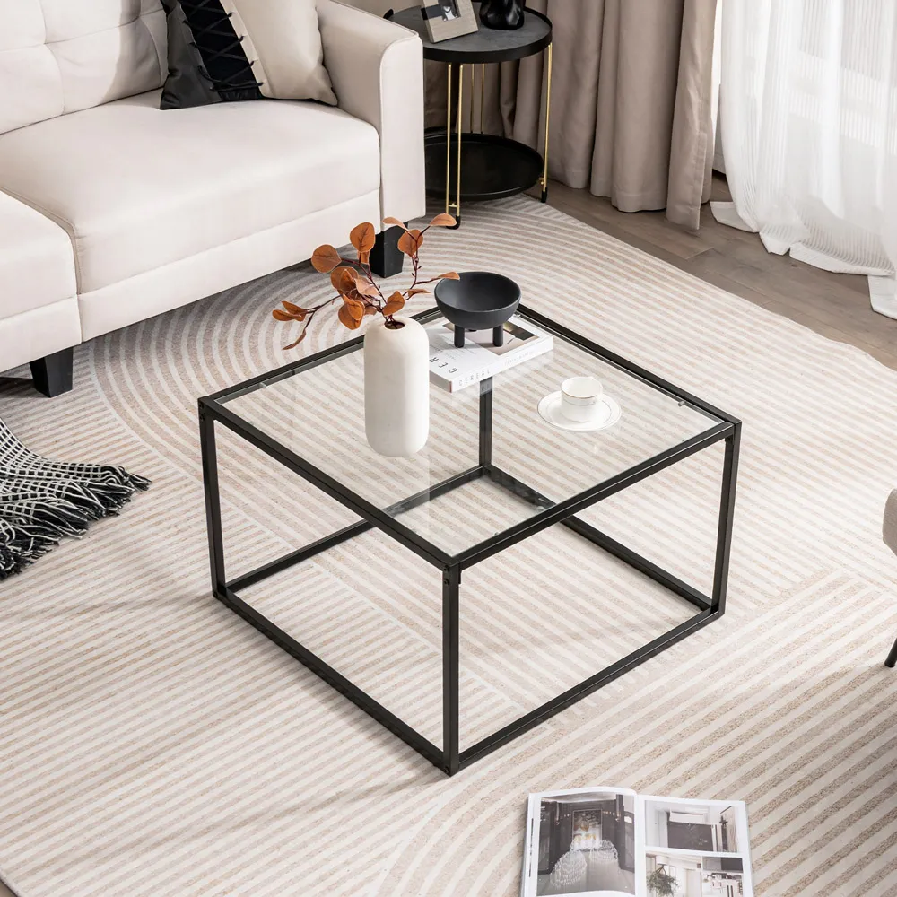 Square Glass Top Coffee Table - Clear