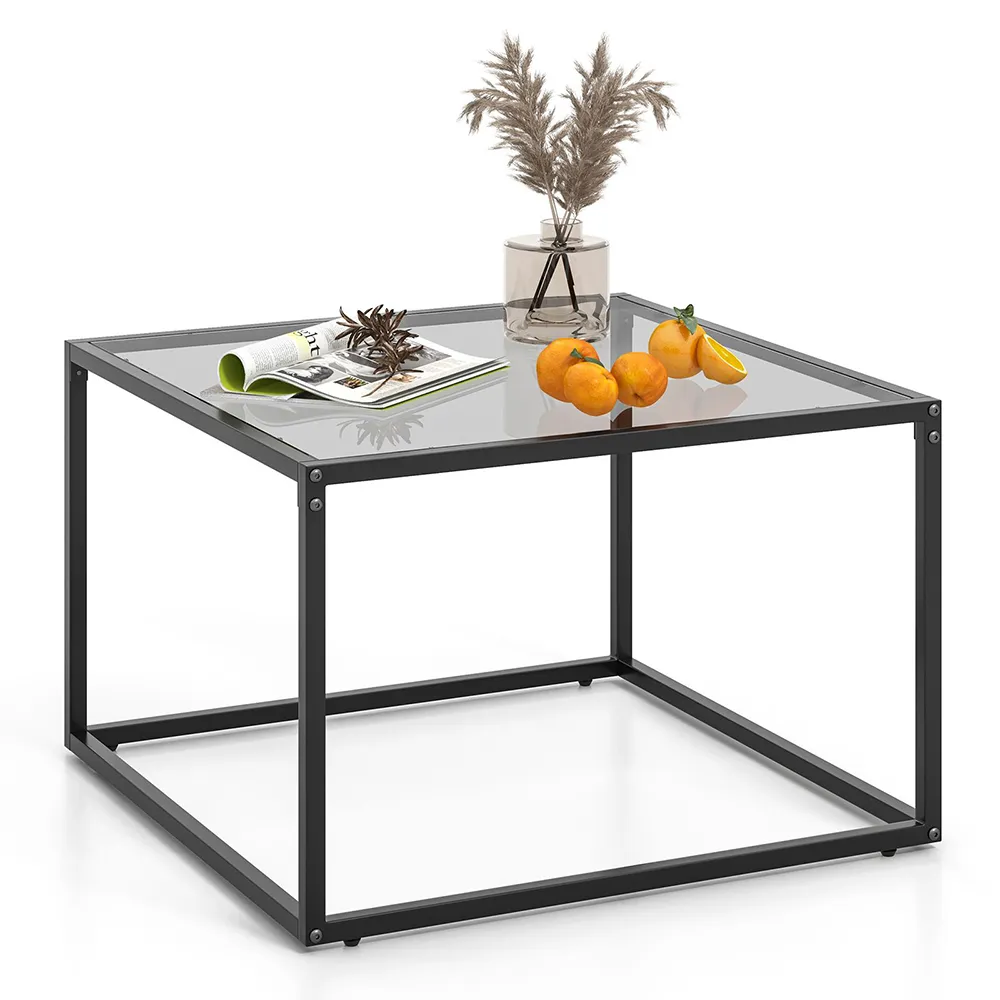 Square Glass Top Coffee Table - Grey