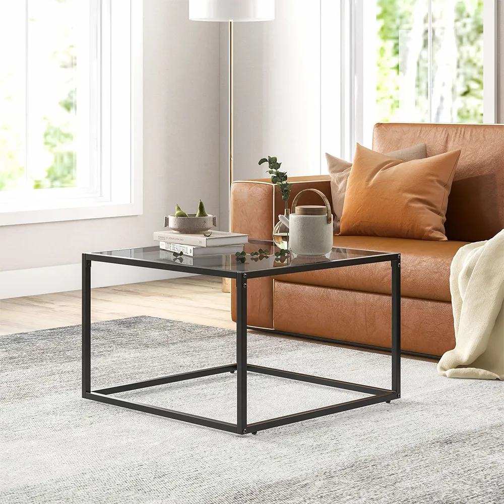 Square Glass Top Coffee Table - Grey