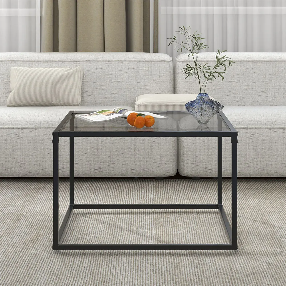 Square Glass Top Coffee Table - Grey