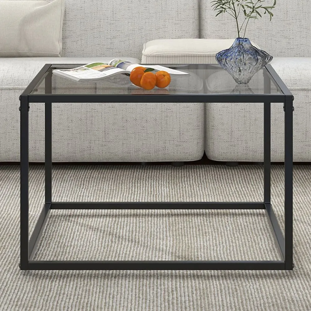 Square Glass Top Coffee Table - Grey