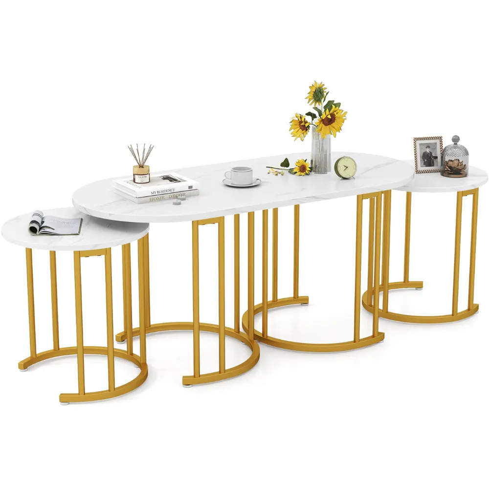 Stacking Side Table Set - White, Metal