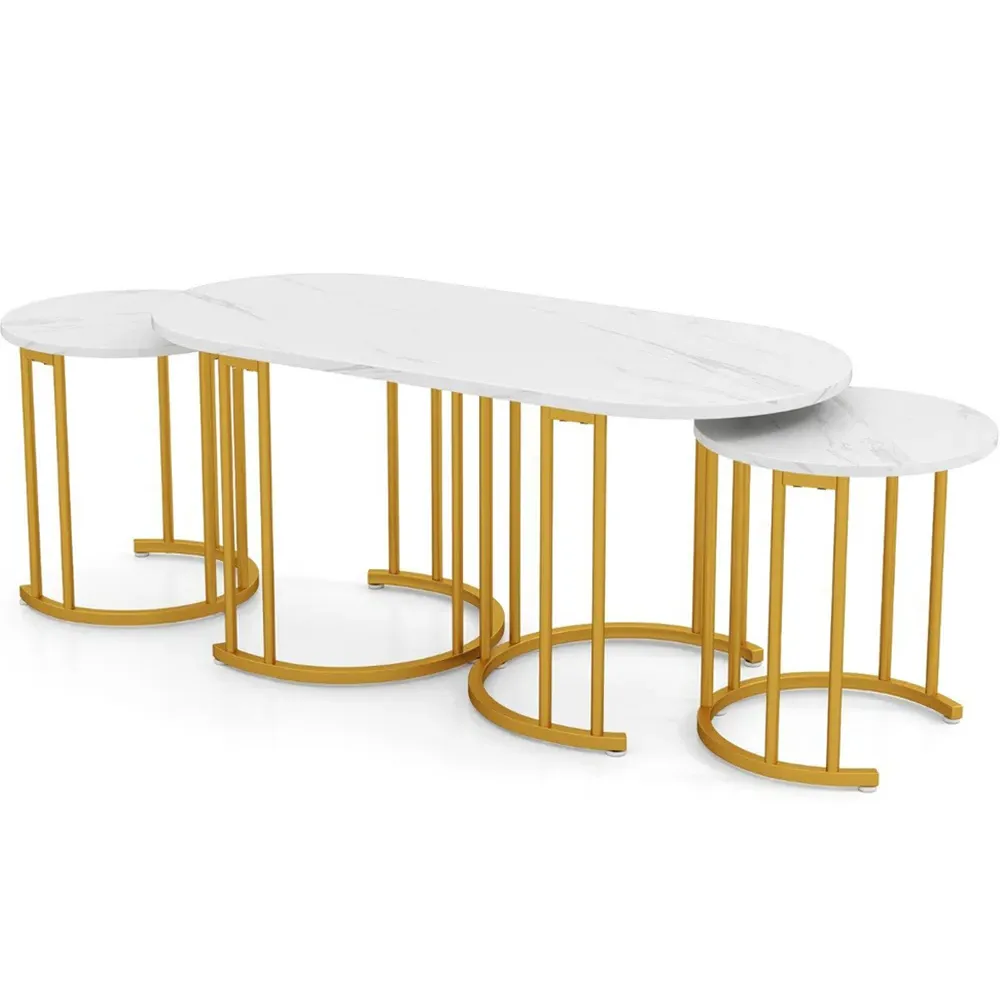 Stacking Side Table Set - White, Metal