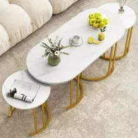 Stacking Side Table Set - White, Metal