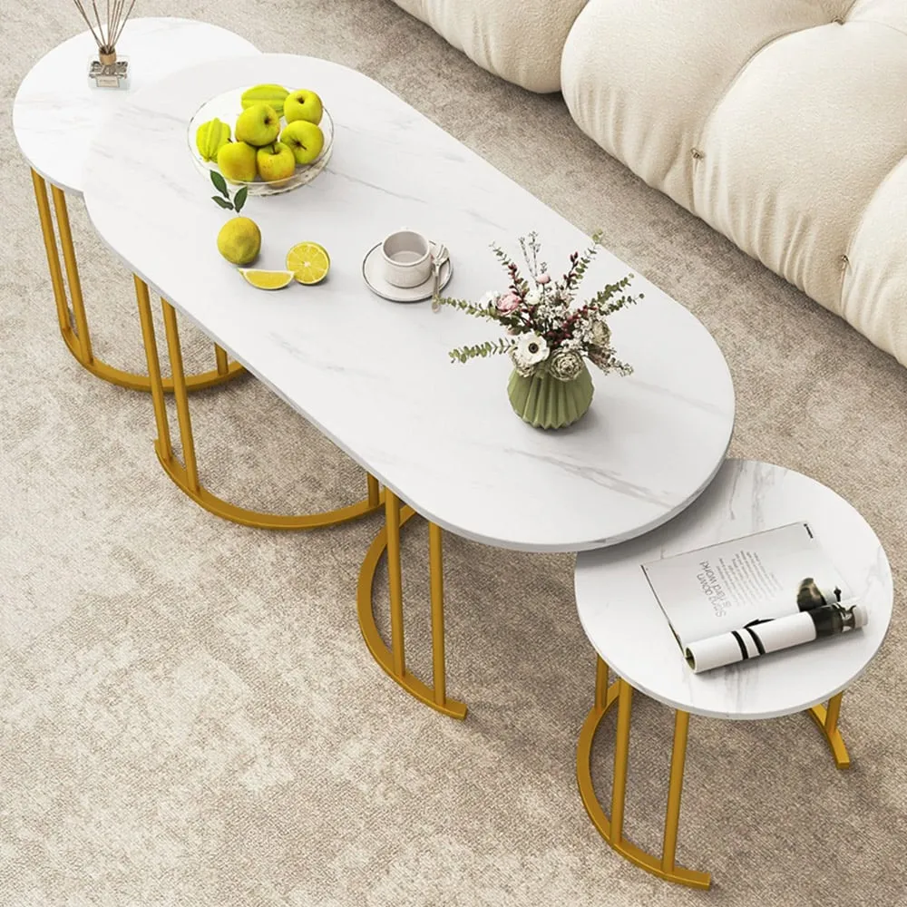 Stacking Side Table Set - White, Metal