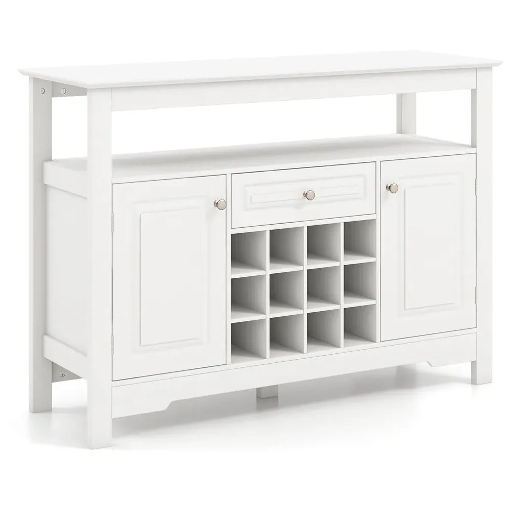 Storage Cabinet with Wine Rack - White