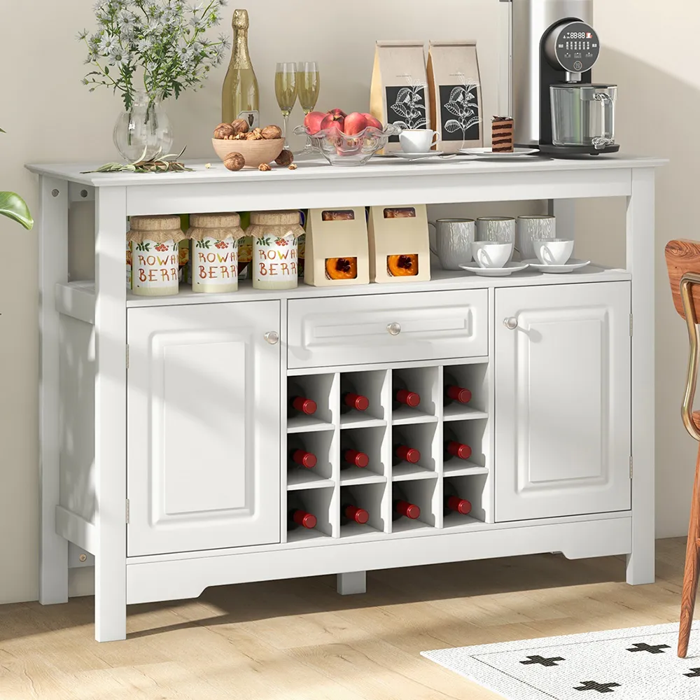 Storage Cabinet with Wine Rack - White