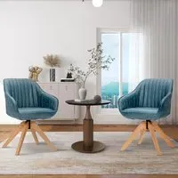 Swivel Accent Chair Set of 2 - Blue, Leather