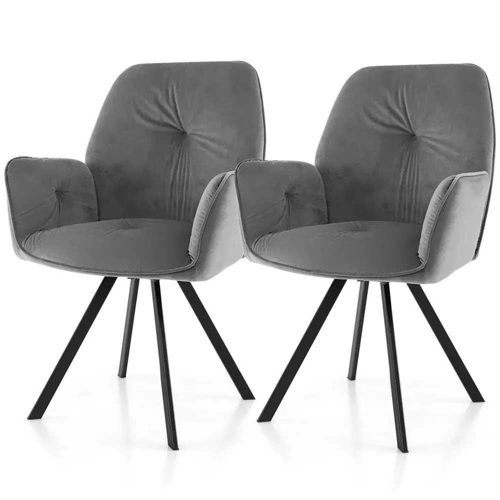Swivel Accent Chair Set of 2 - Grey, Velvet