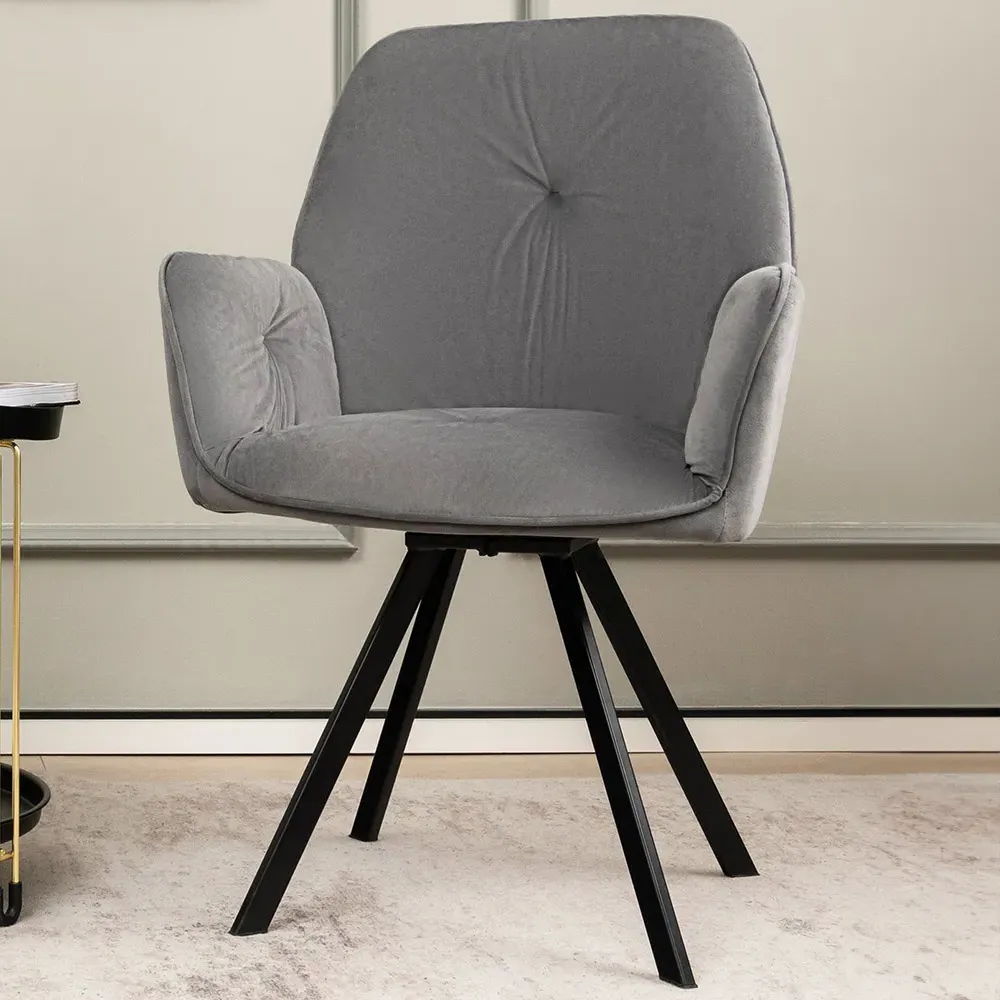 Swivel Accent Chair Set of 2 - Grey, Velvet