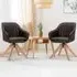 Swivel Accent Chair Set of 2 with Wood Legs - Brown