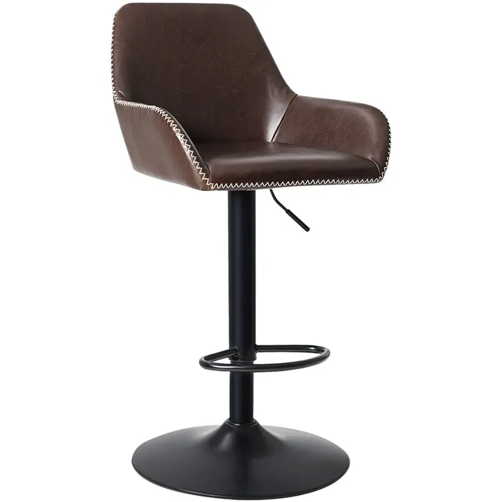 Swivel Adjustable Bar Stool - Brown, PU Leather