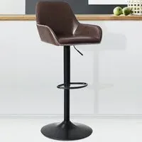 Swivel Adjustable Bar Stool - Brown, PU Leather