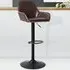 Swivel Adjustable Bar Stool - Brown, PU Leather