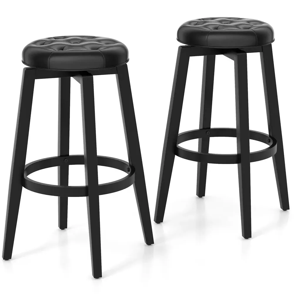 Swivel Bar Stool Set of 2 - Black, PVC