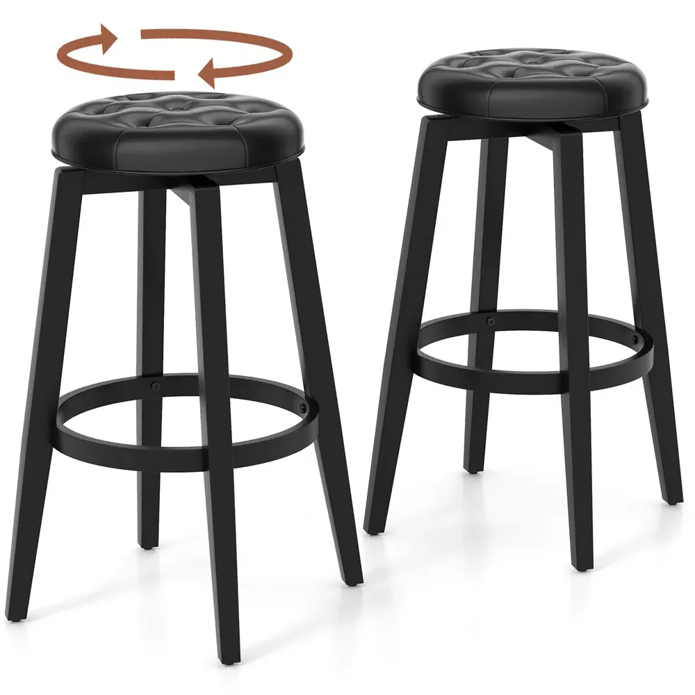 Swivel Bar Stool Set of 2 - Black, PVC