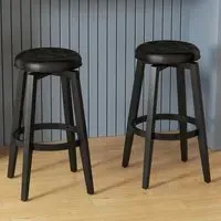 Swivel Bar Stool Set of 2 - Black, PVC