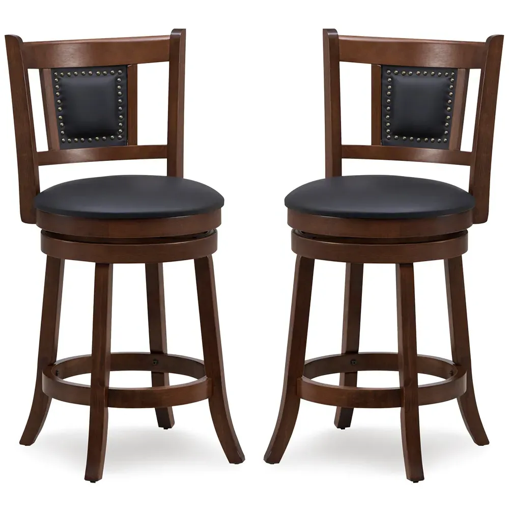 Swivel Bar Stool Set of 2 - PVC Leather