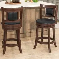 Swivel Bar Stool Set of 2 - PVC Leather