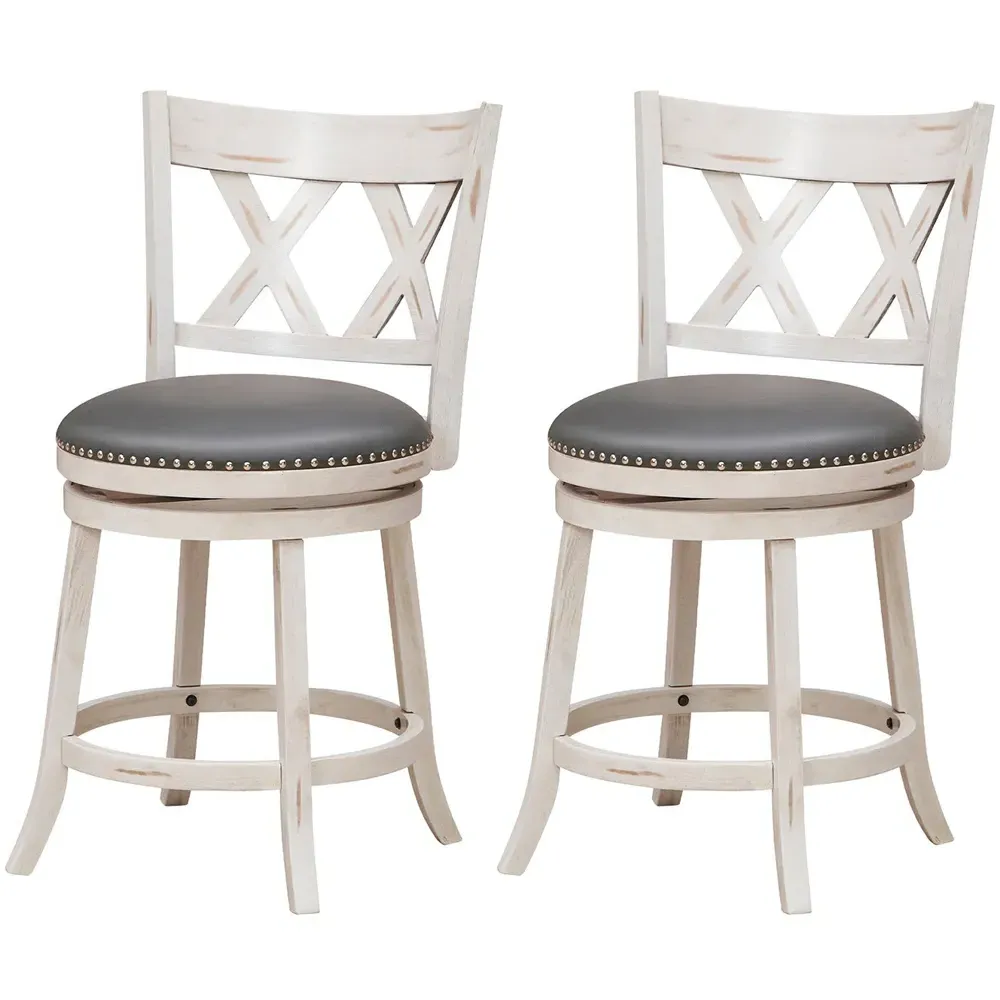Swivel Bar Stool Set of 2 - White