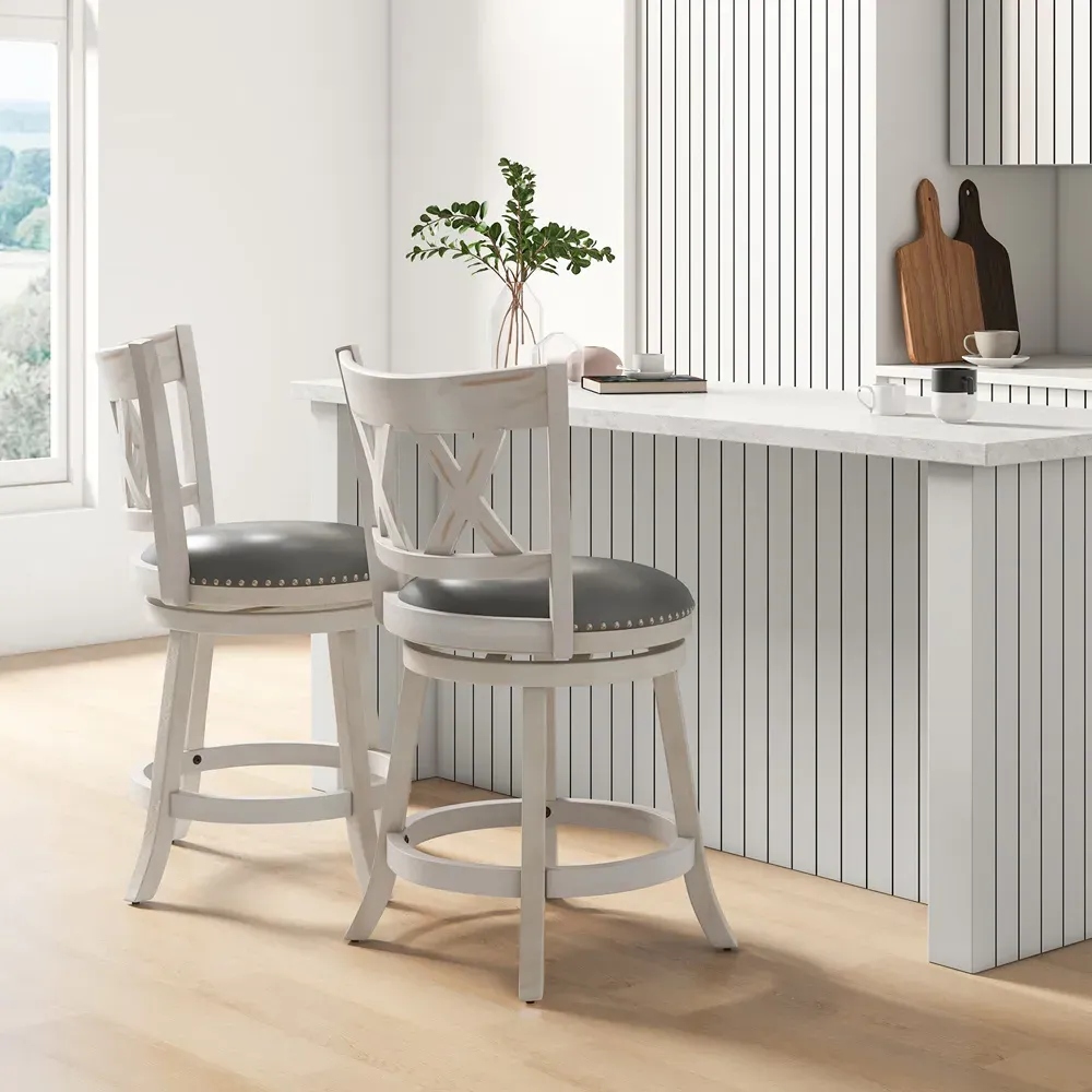 Swivel Bar Stool Set of 2 - White