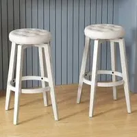 Swivel Bar Stool Set of 2 - White, Rubberwood