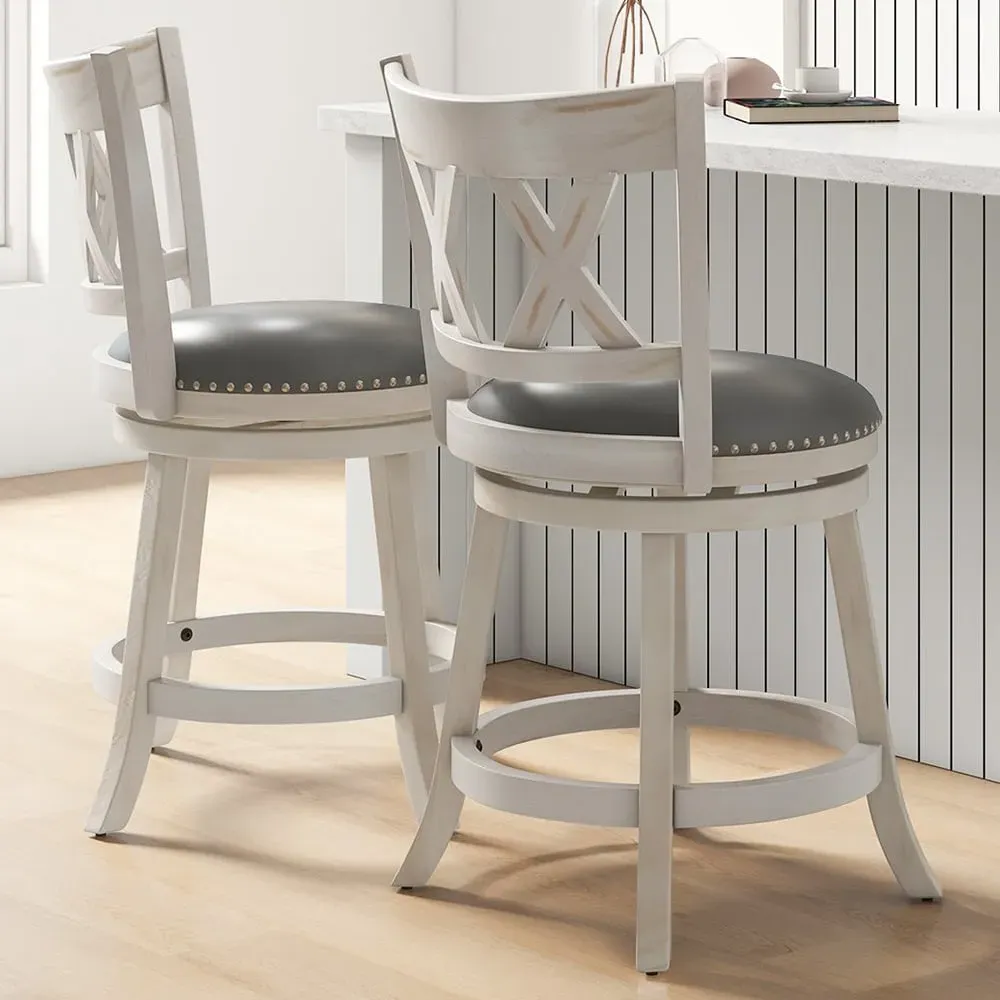 Swivel Bar Stool Set of 2 - White