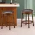 Swivel Bar Stool with Footrest Set of 2 - Black, PU Leather