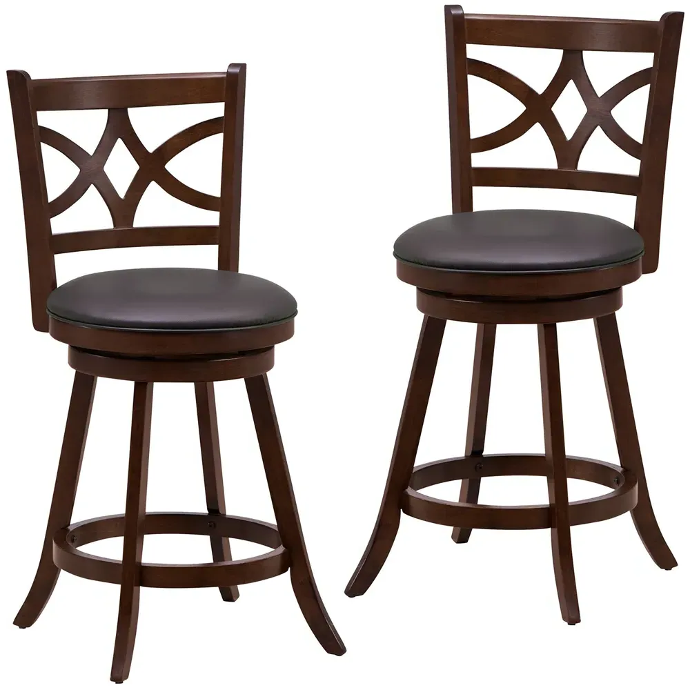 Swivel Counter Height Bar Stool Set of 2 - Brown