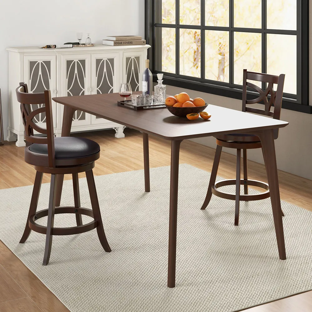 Swivel Counter Height Bar Stool Set of 2 - Brown