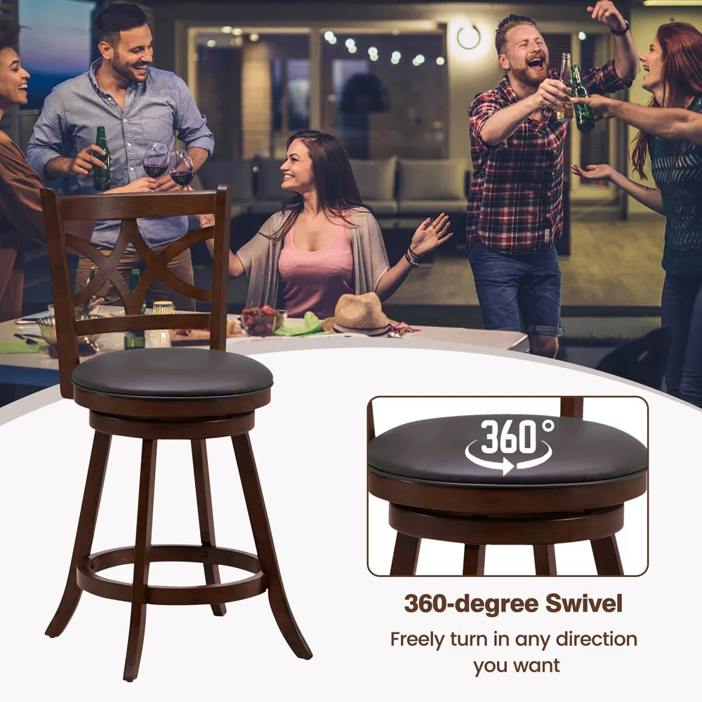 Swivel Counter Height Bar Stool Set of 2 - Brown