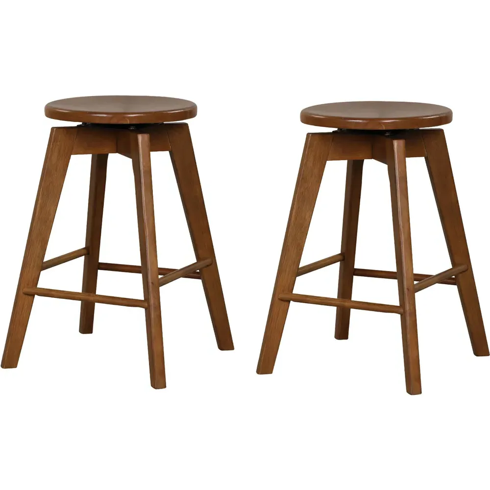 Swivel Counter Height Bar Stool Set of 2 - Brown, Wood