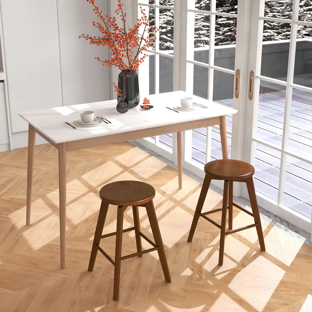 Swivel Counter Height Bar Stool Set of 2 - Brown, Wood