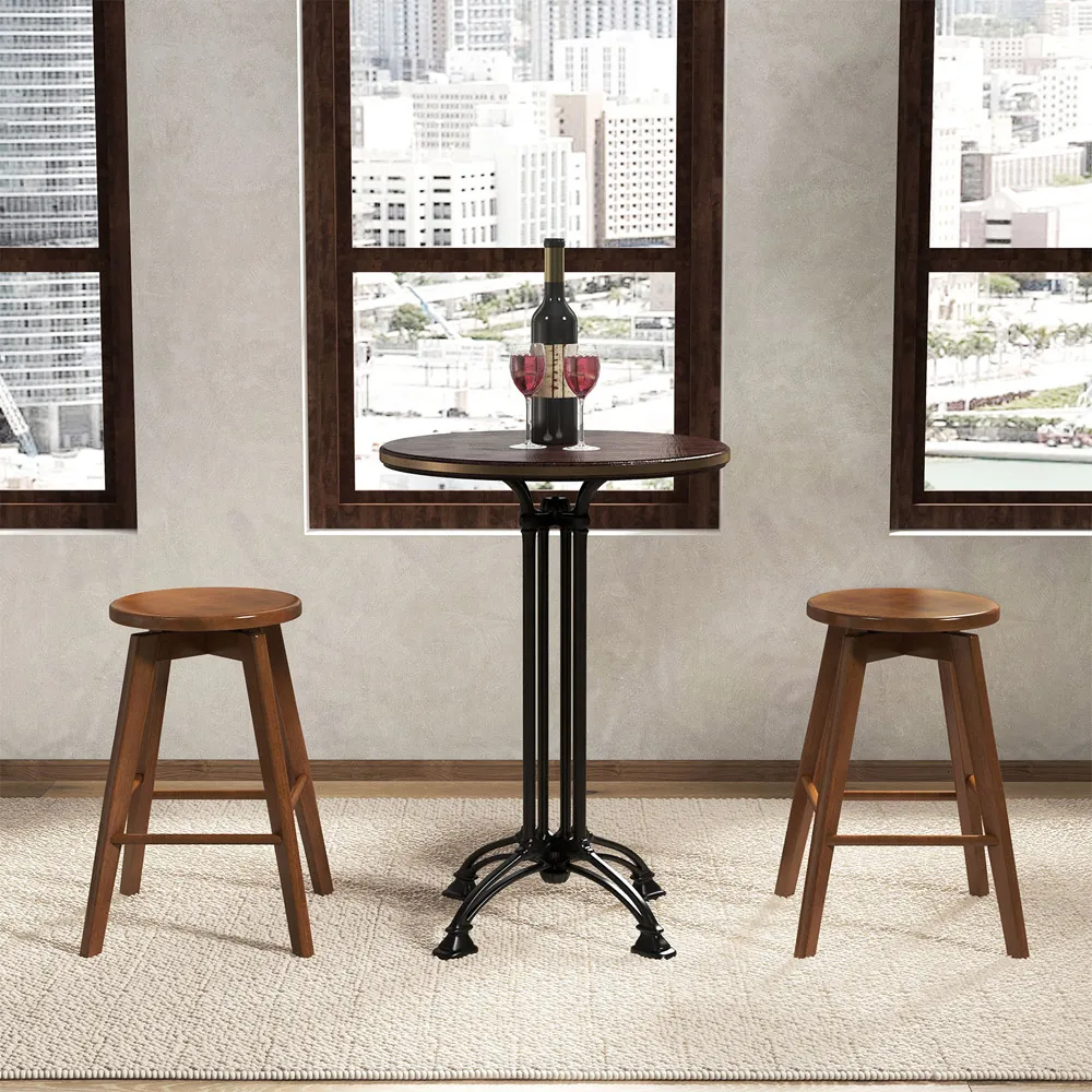 Swivel Counter Height Bar Stool Set of 2 - Brown, Wood