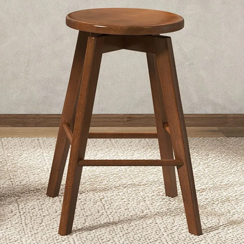 Swivel Counter Height Bar Stool Set of 2 - Brown, Wood