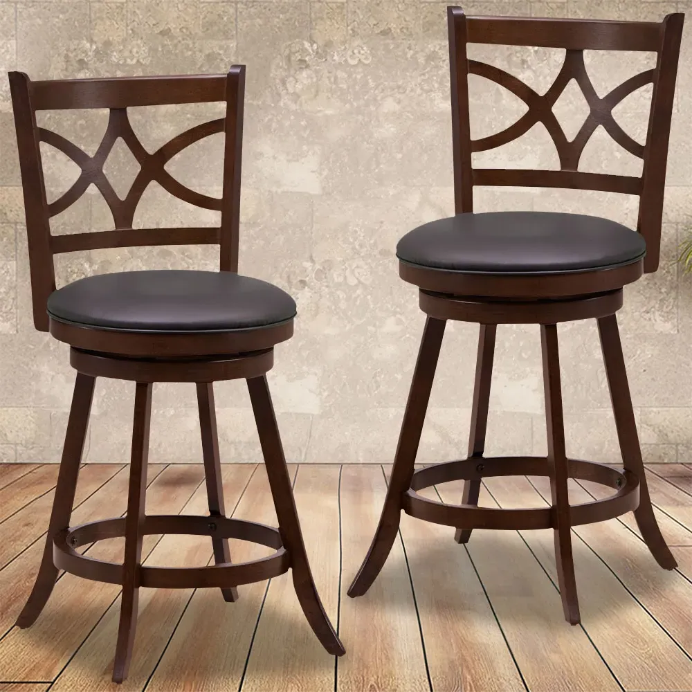 Swivel Counter Height Bar Stool Set of 2 - Brown