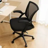 Swivel Office Chair with Flip Up Armrests - Black