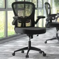 Swivel Office Chair with Flip Up Armrests - Black