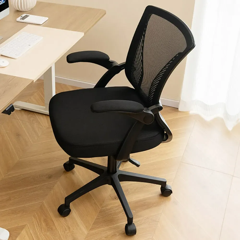 Swivel Office Chair with Flip Up Armrests - Black image