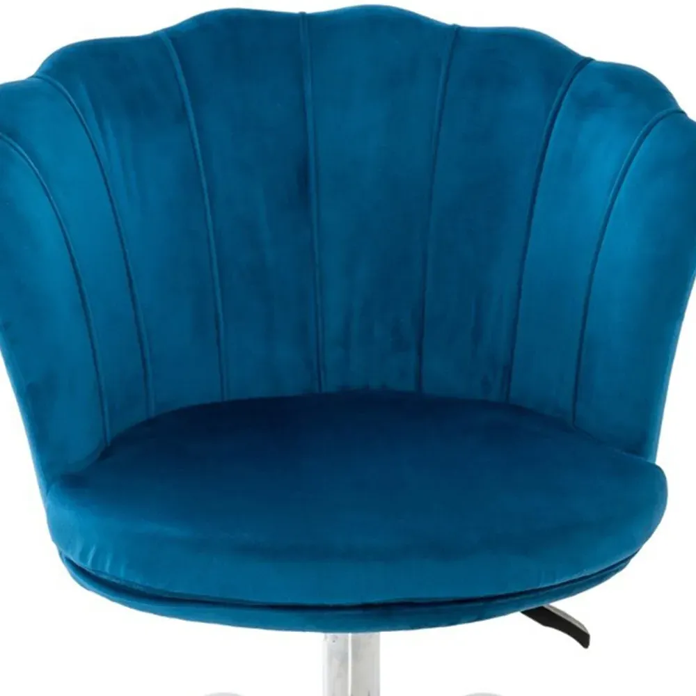 Swivel Office Chair with Petal Back - Blue, Velvet