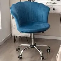 Swivel Office Chair with Petal Back - Blue, Velvet