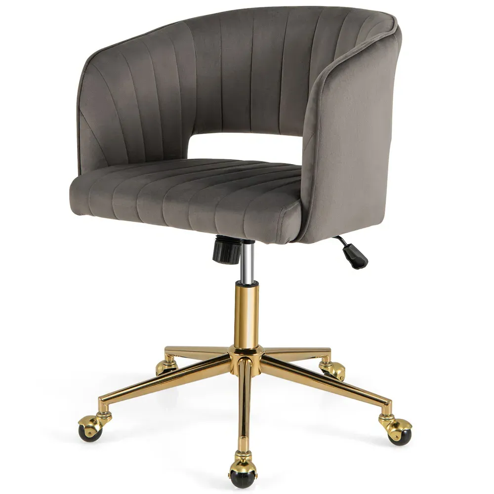 Swivel Tufted Back Office Chair - Grey, Velvet