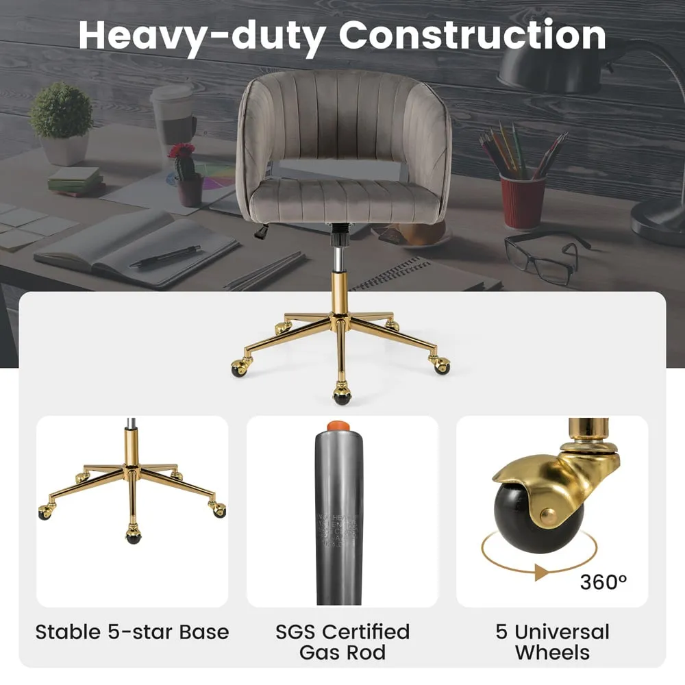 Swivel Tufted Back Office Chair - Grey, Velvet