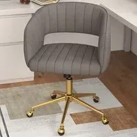 Swivel Tufted Back Office Chair - Grey, Velvet