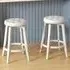 Swivel Upholstered Bar Stool Set of 2 - White, Rubber Wood