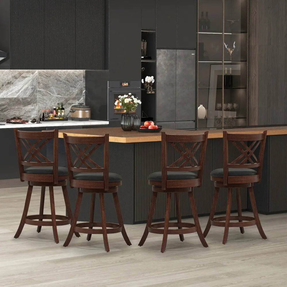 Swivel Upholstered Counter Height Bar Stool Set of 2 - Multi