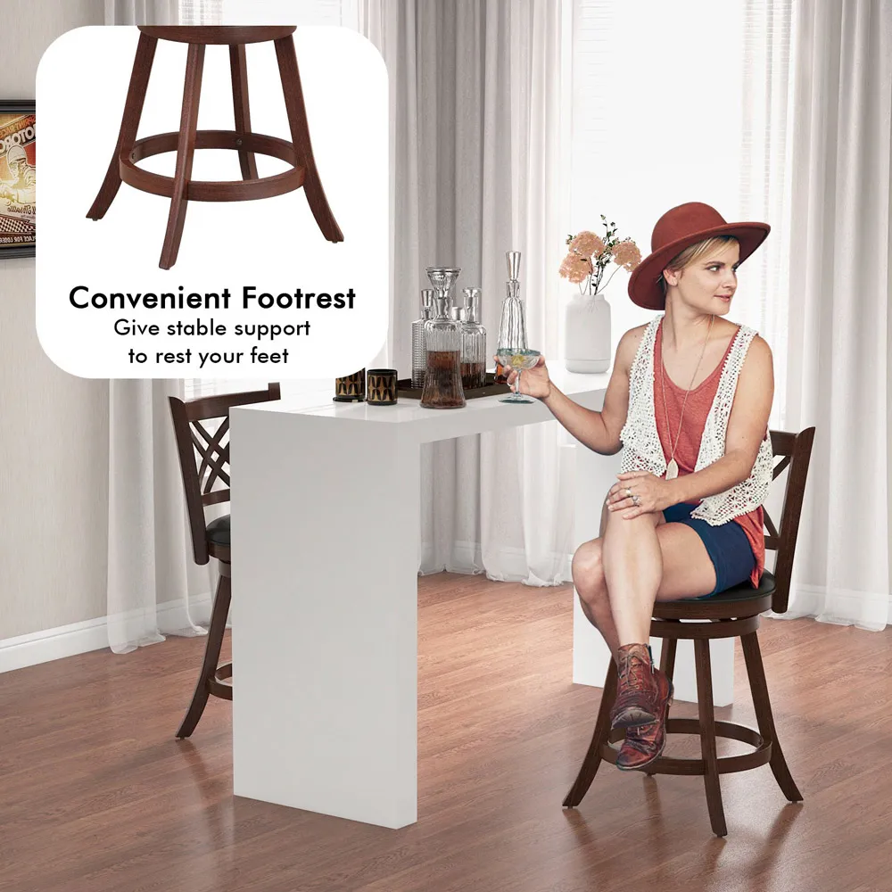 Swivel Upholstered Counter Height Bar Stool Set of 2 - Multi